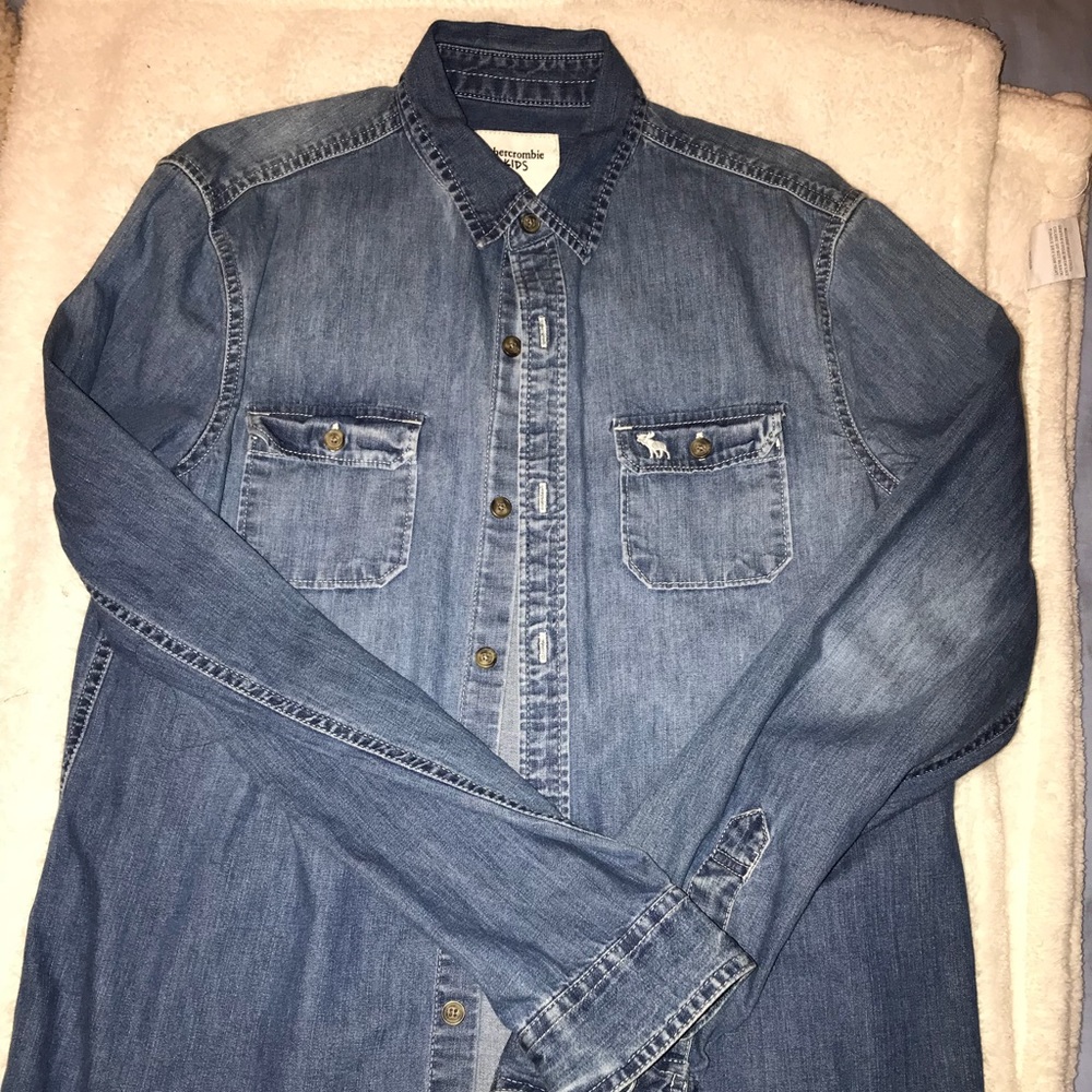 abercrombie kids denim button down shirt *great*